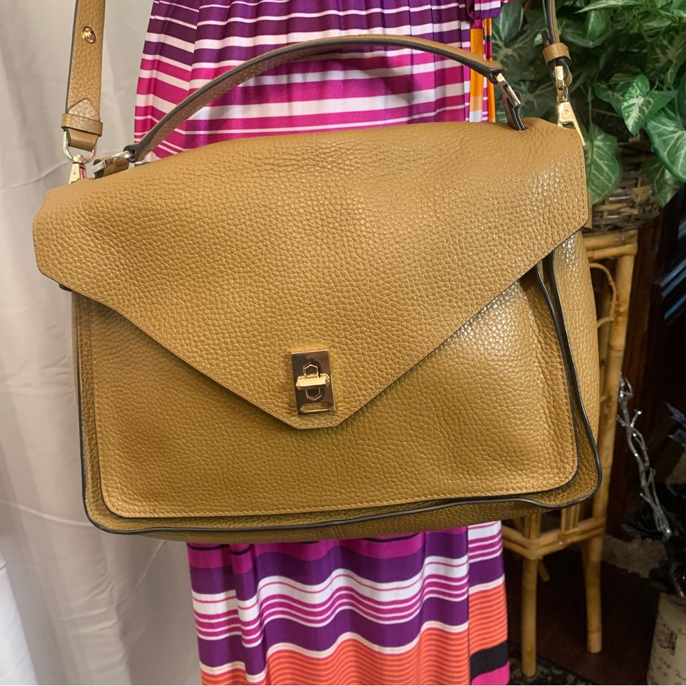 ❤️Price Drop❤️HP⭐️❤️Rebecca Minkoff Tan Leather Messenger Satchel - Picture 4 of 16